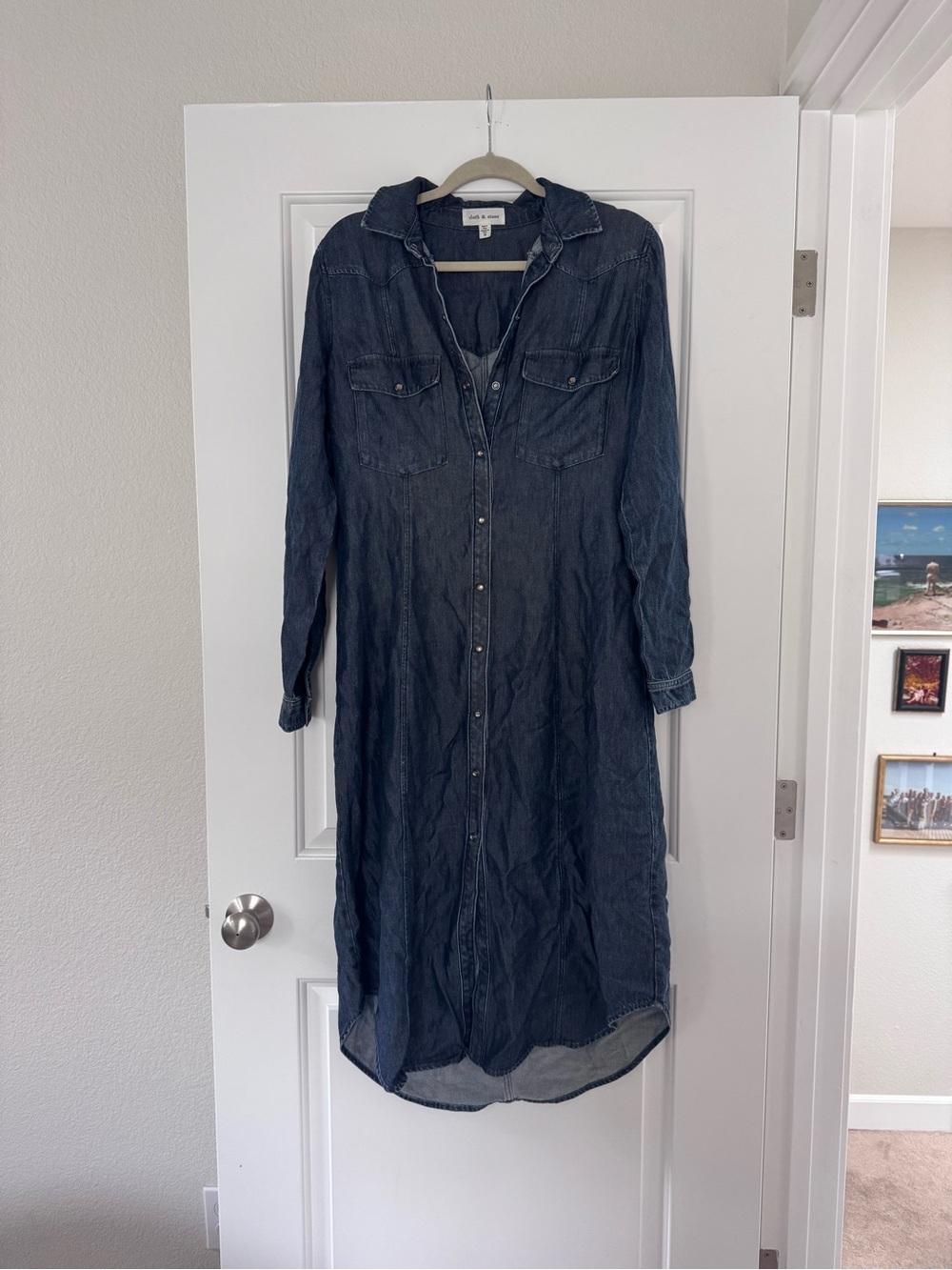 Cloth & stone Anthropologie Dark Blue Denim Midi Dress